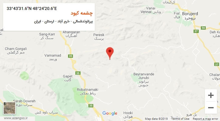 روستای چشمه کبود بر روی نقشه