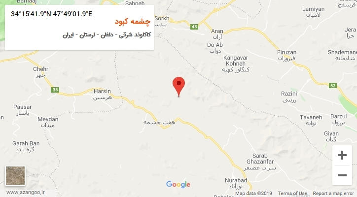 روستای چشمه کبود بر روی نقشه