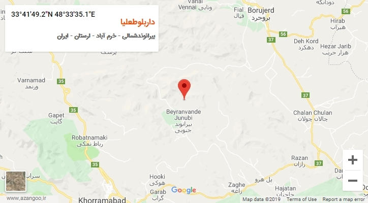 روستای داربلوطعلیا بر روی نقشه