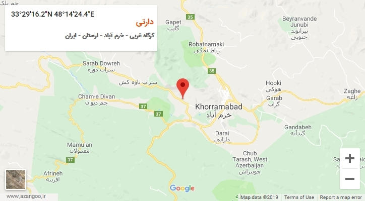 روستای دارتی بر روی نقشه