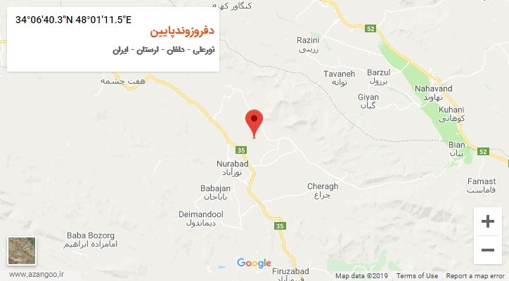 روستای دفروزوندپایین بر روی نقشه