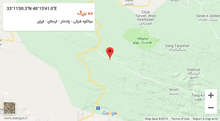 روستای ده بزرگ بر روی نقشه