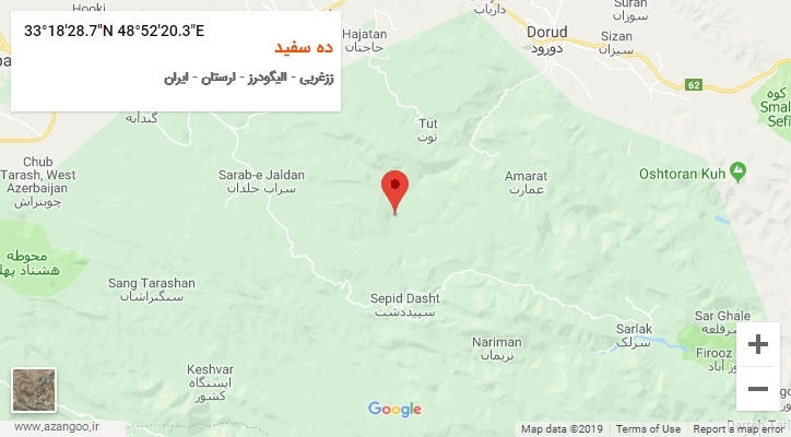 روستای ده سفید بر روی نقشه