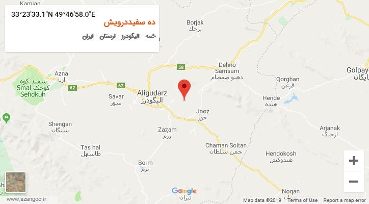 روستای ده سفیددرویش بر روی نقشه