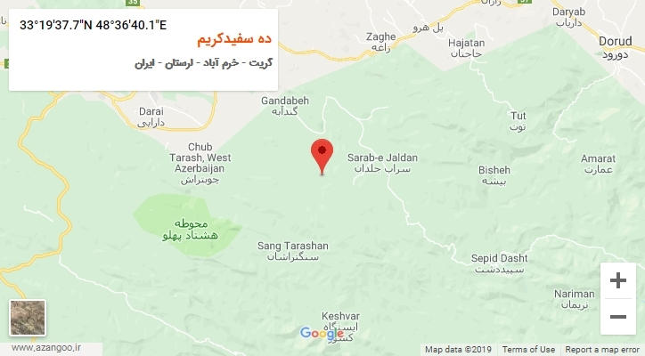 روستای ده سفیدکریم بر روی نقشه