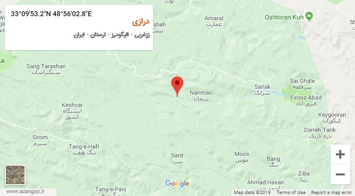 روستای درازی بر روی نقشه
