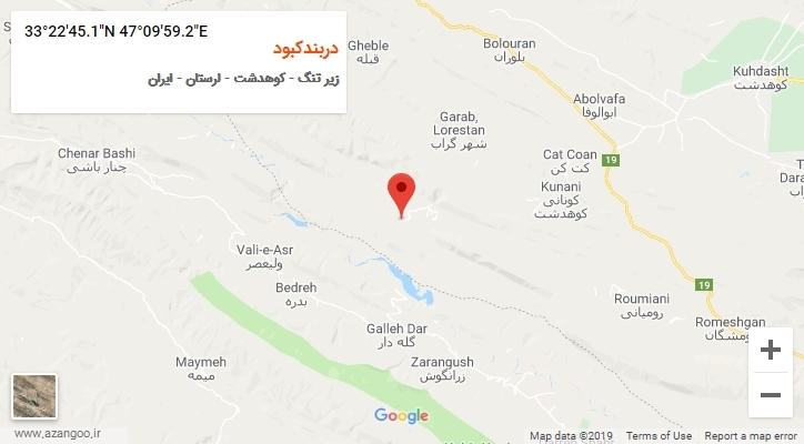 روستای دربندکبود بر روی نقشه