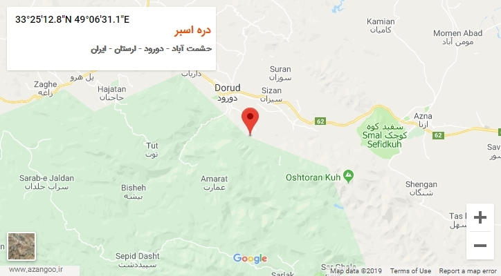 روستای دره اسبر بر روی نقشه