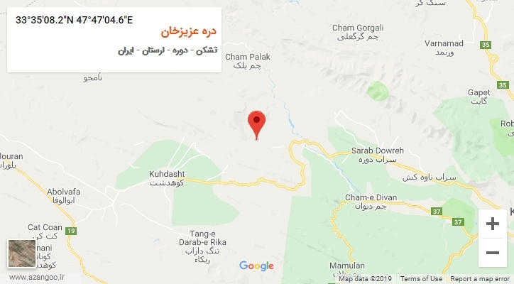 روستای دره عزیزخان بر روی نقشه