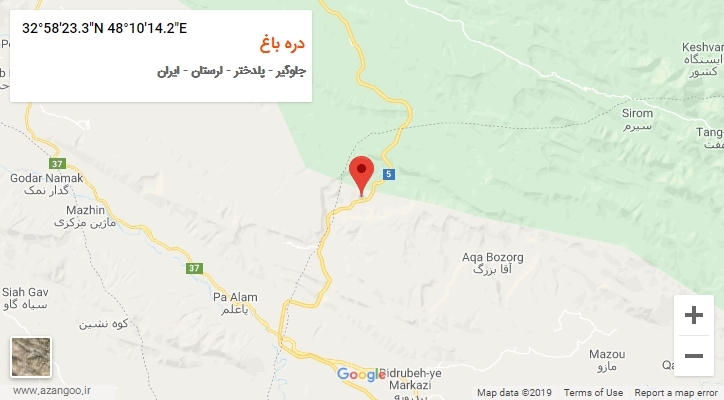 روستای دره باغ بر روی نقشه