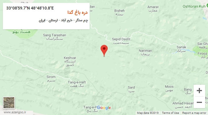 روستای دره باغ گدا بر روی نقشه