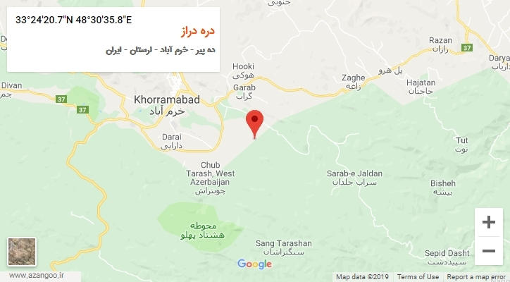 روستای دره دراز بر روی نقشه