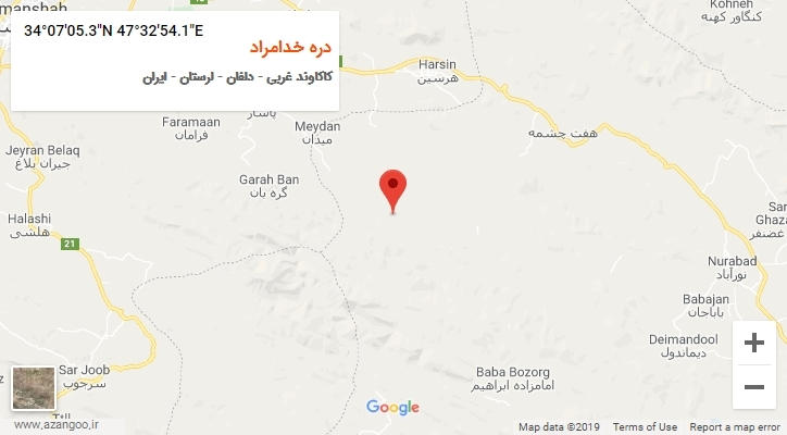روستای دره خدامراد بر روی نقشه