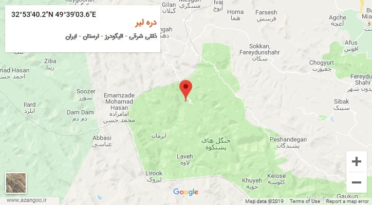 روستای دره لیر بر روی نقشه