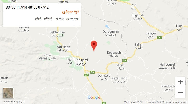 روستای دره صیدی بر روی نقشه