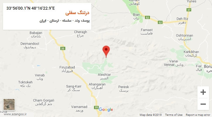 روستای درتنگ سفلی بر روی نقشه