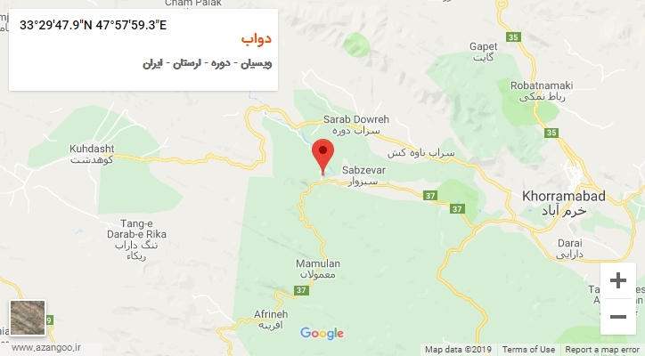 روستای دواب بر روی نقشه
