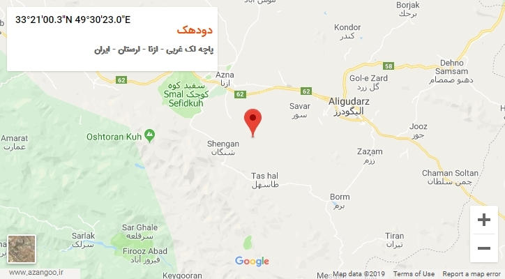 روستای دودهک بر روی نقشه