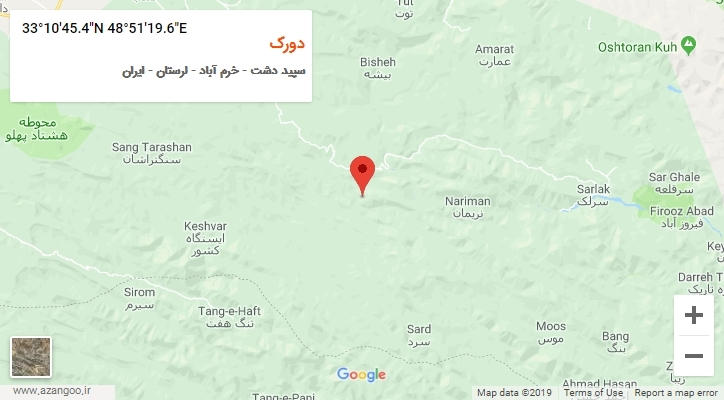 روستای دورک بر روی نقشه