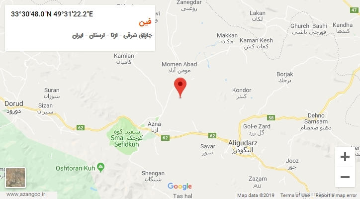 روستای فین بر روی نقشه