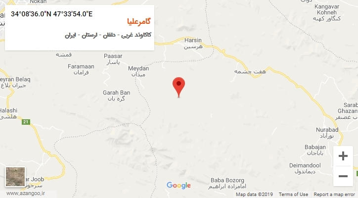 روستای گامرعلیا بر روی نقشه