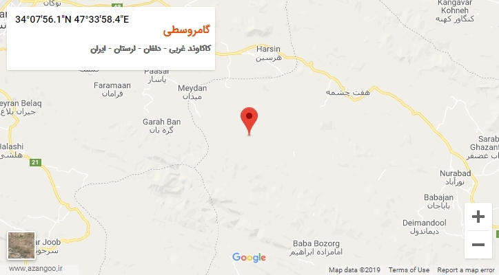 روستای گامروسطی بر روی نقشه