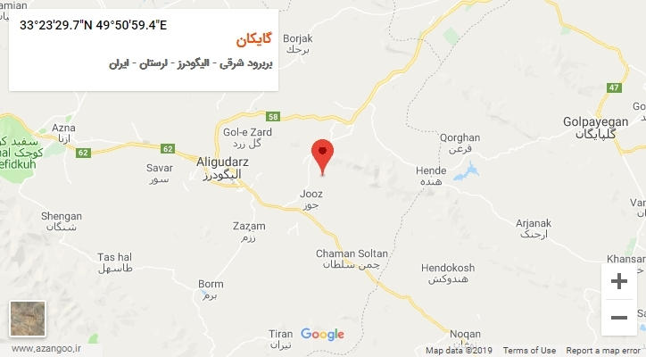 روستای گایکان بر روی نقشه