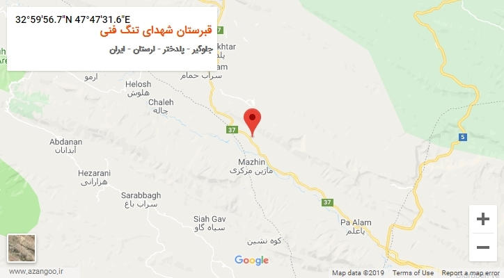 روستای قبرستان شهدای تنگ فنی بر روی نقشه