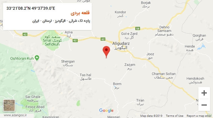 روستای قلعه بردی بر روی نقشه
