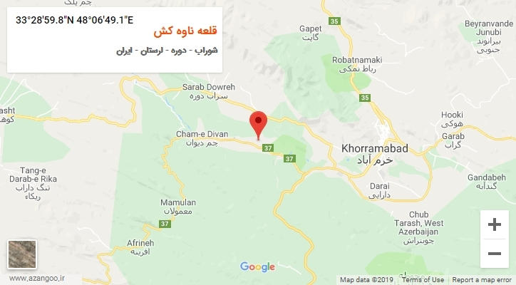 روستای قلعه ناوه کش بر روی نقشه