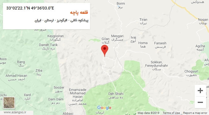 روستای قلعه پاچه بر روی نقشه