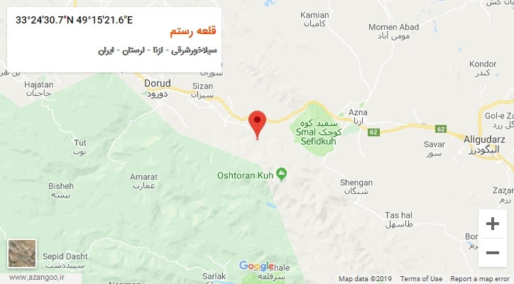 روستای قلعه رستم بر روی نقشه
