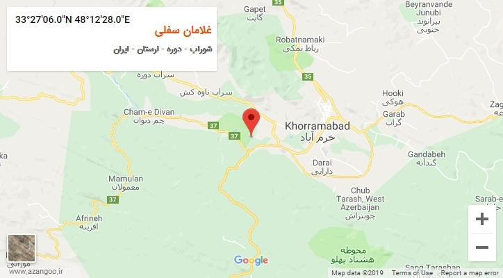 روستای غلامان سفلی بر روی نقشه