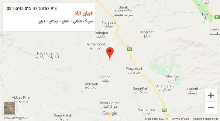 روستای قربان آباد بر روی نقشه
