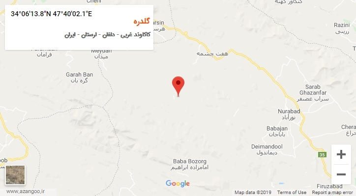 روستای گلدره بر روی نقشه