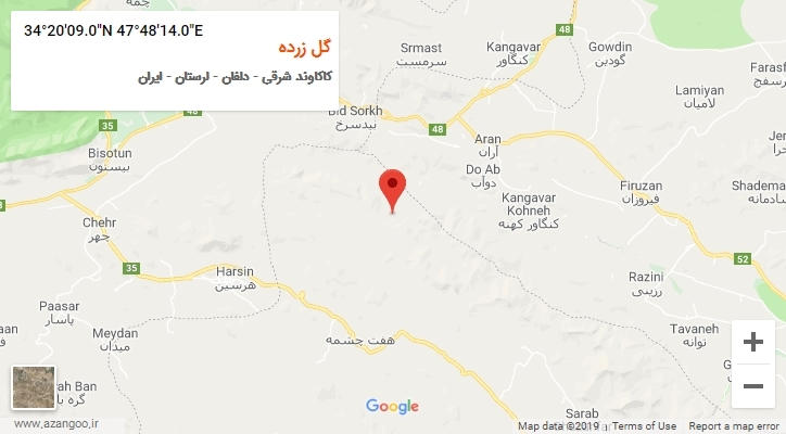 روستای گل زرده بر روی نقشه