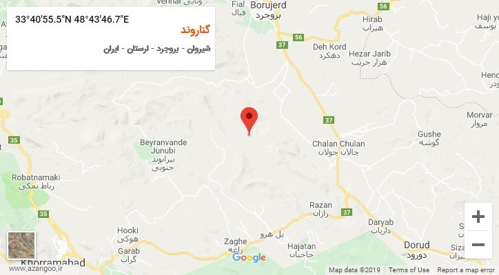 روستای گناروند بر روی نقشه