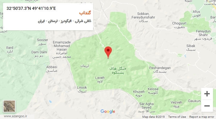 روستای گنداب بر روی نقشه