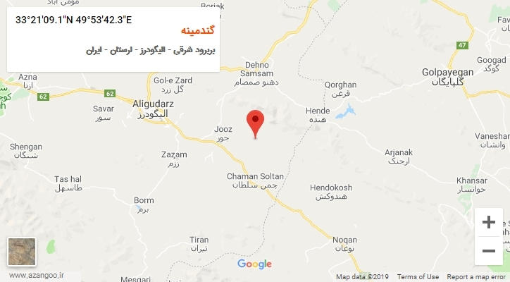 روستای گندمینه بر روی نقشه