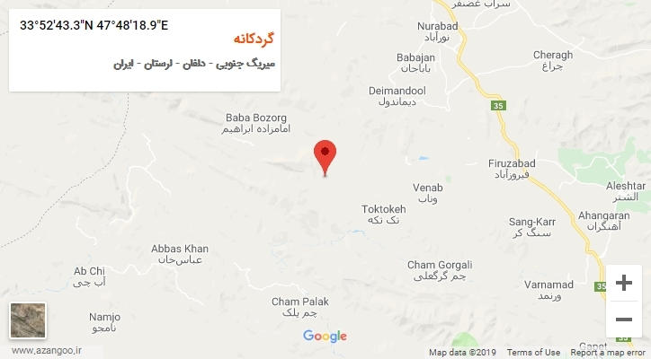 روستای گردکانه بر روی نقشه