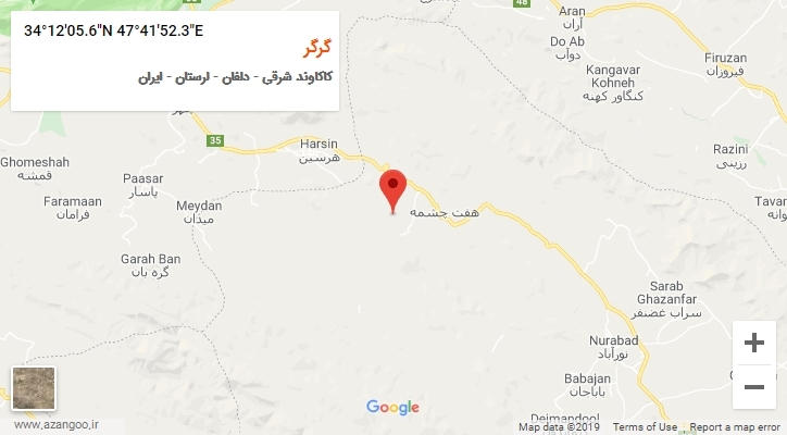 روستای گرگر بر روی نقشه