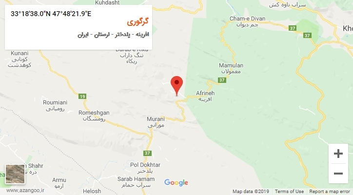 روستای گرگوری بر روی نقشه