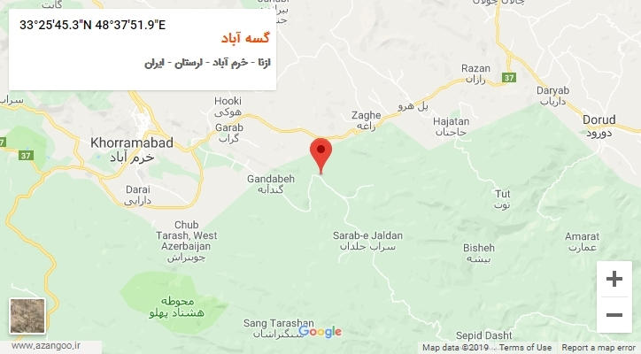 روستای گسه آباد بر روی نقشه
