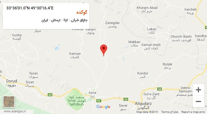 روستای گوگده بر روی نقشه
