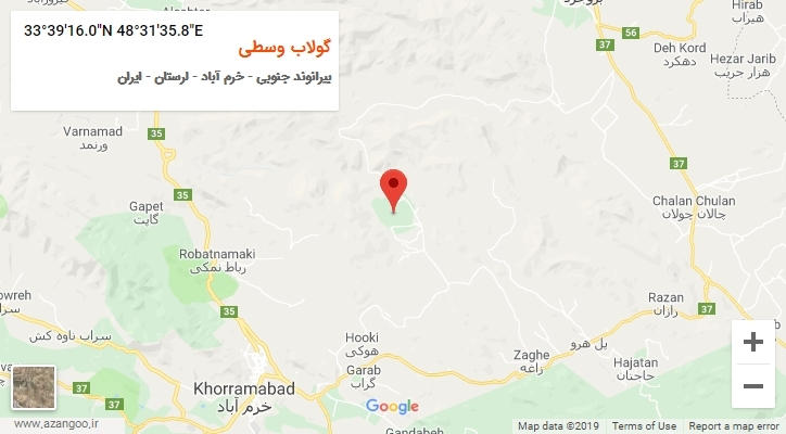 روستای گولاب وسطی بر روی نقشه