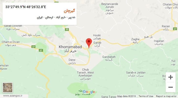 روستای گیرچان بر روی نقشه