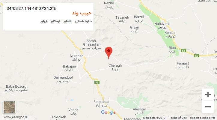 روستای حبیب وند بر روی نقشه