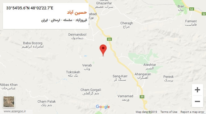 روستای حسین آباد بر روی نقشه