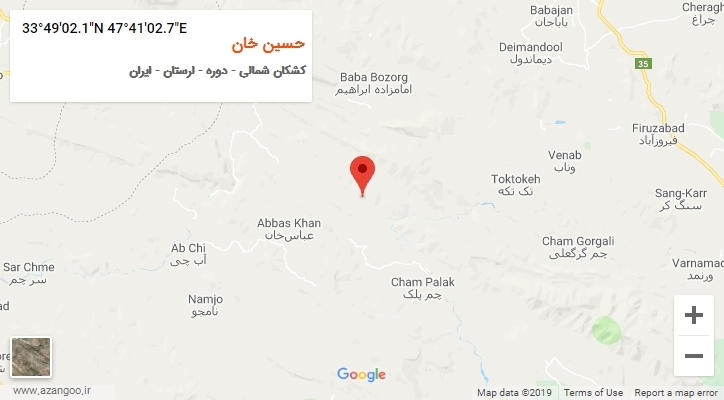 روستای حسین خان بر روی نقشه