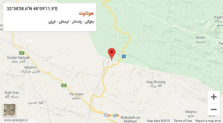 روستای هوتاوند بر روی نقشه